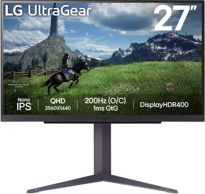Produktbild von UltraGear 27GS85QX-B.AEU, Grau, 27 Zoll, WQHD, IPS, 180 Hz, 1 ms