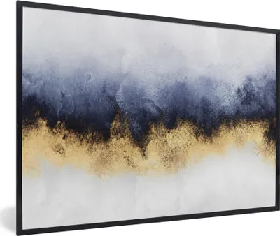 Produktbild von MuchoWow® Gerahmtes Poster Abstrakt - Gold - Luxus 90x60 cm - Poster mit Schwarzem Bilderrahmen Wandposter Rahmen Foto Bilder - Fotorahmen - Foto-Plakat