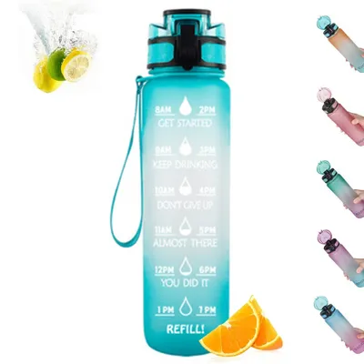 Produktbild von Trinkflasche,1L,,Wasserflasche,Auslaufsicher,,Sportflasche,BPA-Frei,,,,Fahrradflasche,mit,Zeitmarkierung,Blau-Lila,Farbverlauf,für,Camping,Freien,,Outdoor,,Yoga,,Gym,,Schule,,Fahrrad,Uni