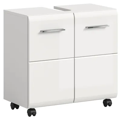 Produktbild von Waschbeckenunterschrank >Ice< in Weiß/Weiß hochglanz - 60x58x30cm (BxHxT)