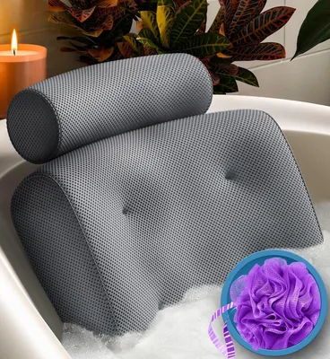 Produktbild von Badewannenkissen, Badekissen, Wannenkissen, Kopfkissen für Badewanne, mit 4 Saugnäpfen, für Badewanne, Spa & Entspannung