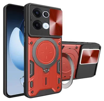 Produktbild von Hybrid Armor Hülle für Oppo Reno13 - Rote Panzerhülle mit Kameraschutz KP37003