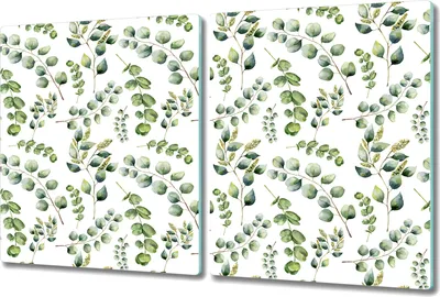 Produktbild von Glas-Herdabdeckplatte Glaskeramikkochfeld-Abdeckung Spritzschutz - 2x 40x52 cm - Eukalyptus Exotisch