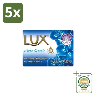 Immagine prodotto di 5 saponette Lux Aqua Sparkle - 80 g - Confezione da 5 pezzi