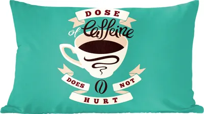Produktbild von MuchoWow® Zierkissen Sofakissen Wohnzimmer Dekokissen 50x30 cm Kaffee - Sprichwörter - Vintage - Eine Dosis Koffein tut nicht weh - Zitate - Wohnzimmerdekoration - Polster mit Photo
