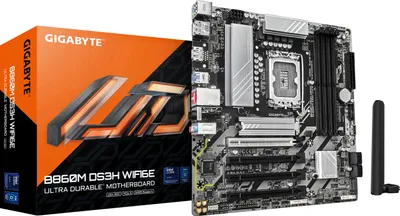 Image de Carte mère GIGABYTE B860M DS3H WIFI6E - CPU Intel Core Ultra Series, VRM 5+1+2+1 phases, jusqu'à 9066MHz DDR5, 1xPCIe 5.0 + 1xPCIe 4.0 M.2, LAN 2.5GbE, WIFI 6E, USB 3.2 Gen 2