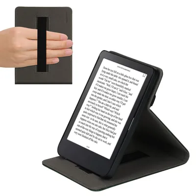 Produktbild von kwmobile Schutzhülle kompatibel mit Kobo Clara 2E / Tolino Shine 4 - Hülle e-Reader mit Schlaufe Ständer - - Dunkelgrün