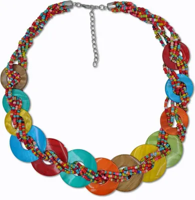 Produktbild von Steuer Modeschmuck Collier Metall 64cm mehrfarbig Muschel 445050192