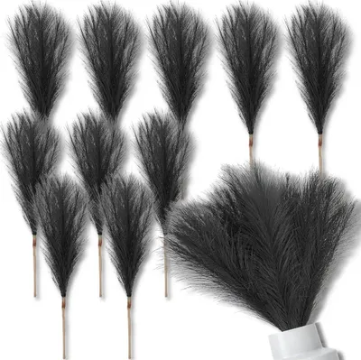 Produktbild von Künstliches Pampasgras, 20 Stück, schwarzes Deko-Schilf, Federn