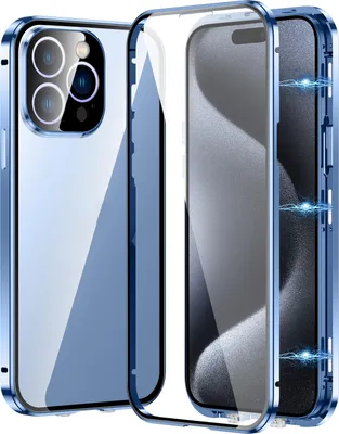 Immagine prodotto di Per Apple iPhone 16 Pro Max Custodia del telefono cellulare 360 Magnetic Glass Bumper Metal Case Cover