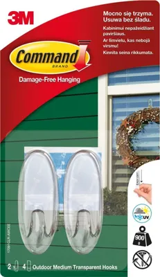 Zdjęcie produktu dla 3M Command Outdoor Haki Przezroczyste 2szt+Paski Srednie 4szt Na Zewnątrz