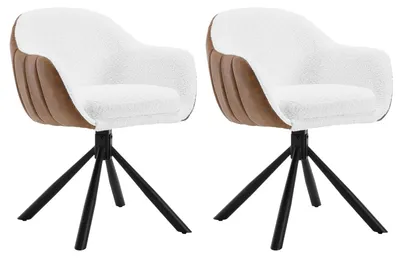 Image de Chaises - Chaises de salle à manger - Ensemble de 2 chaises de salle à manger - Chaises de salle à manger avec accoudoirs - Assises rembourrées