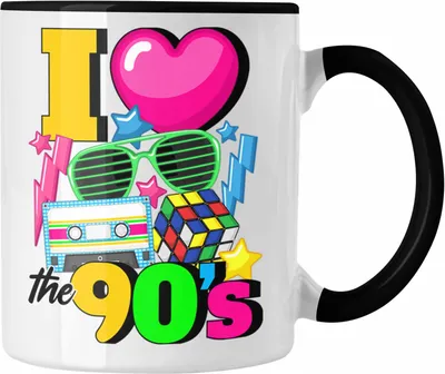 Produktbild von Trendation - 90er Jahre Girl Tasse Geschenk 90. Jahre Geschenkdidee Errinerrung (Schwarz)