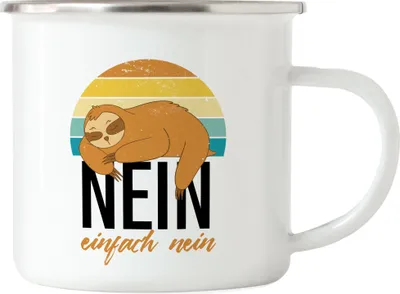 Produktbild von Nein Einfach Nein Emaille Tasse Büro Entspannung Yoga Süßer Faultier Geschenkidee Work-Life-Balance