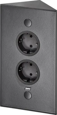 Produktbild von THEBO 2-fach Energie-Ecksäule ST 3007/200/2 in Schwarz mit USB Port / Ecksteckdosen / Steckdosenleiste / Steckdosen