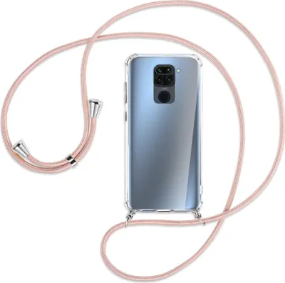 Produktbild von Handykette Backcover-Schutzhülle mit Band (Metall silberfarben) für Xiaomi Redmi Note 9 / 10X 4G - roségold