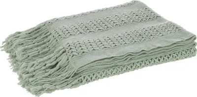 Produktbild von J-Line J-Line Plaid Gestrickt - Polyester - Hellgrã1/4n - 160 X 130 Cm - Wohnaccessoires
