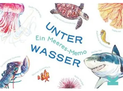 Produktbild von Gedächtnisspiel Meeresbewohner für Kinder & Erwachsene mit informativem Begleitbuch