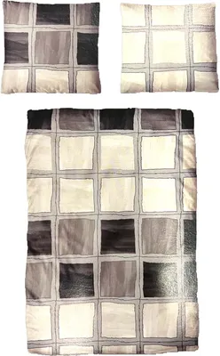 Produktbild von Hochwertige Biber Bettwäsche Baumwolle  Grafisch Grau Beige 2tlg. 4tlg. 155x220 80x80cm: 2tlg.