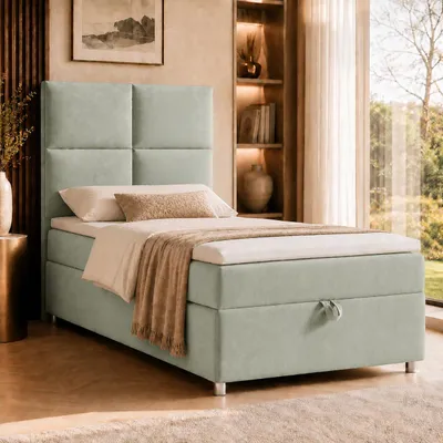 Produktbild von Best for Home Boxspringbett mit Bettkasten Trinity K2-SINGLE 80x200 Bonellfederkern inkl. Topper – Mintgrun