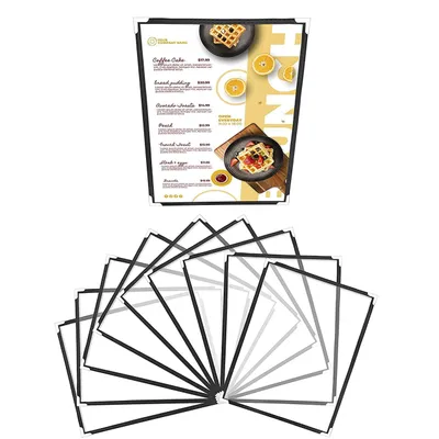 Produktbild von Belle Vous Doppelt Faltbare A5 Menükartenhalter (10 Stk) - Speisekartenmappe - Einzelseite Doppelansicht - Schwarz Speisekarten Faltmappe mit