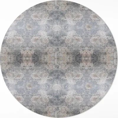Produktbild von Abgenutztes Design, Ornamente im Vintage-Stil– Vinyl Fußmatte – Ø 140cm – Rutschfest, Pflegeleicht & Langlebig