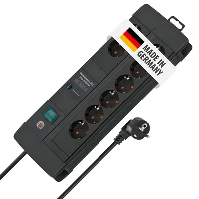 Produktbild von Brennenstuhl 1256000678, 3 m, Drinnen, Abgewinkelt, IP20, Schwarz, 8 AC-Ausgänge