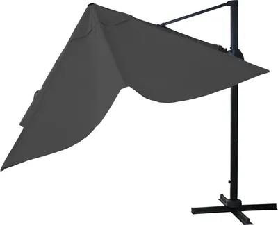 Zdjęcie produktu dla Parasol gastronomiczny HWC-A96, 3x4m (Ø5m) obrotowy, poliester/aluminium 26kg ~ antracyt ze stojakiem, obrotowy