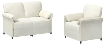 Image de Ensemble de canapés vidaXL, 2 pièces, couleur crème, revêtement en velours