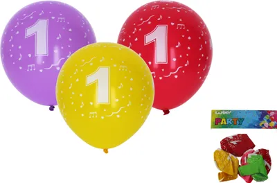 Zdjęcie produktu dla Nadmuchiwany balon 30cm - zestaw 5 sztuk, z cyfrą 1