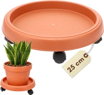 Produktbild von Pflanzenroller Rund Rollbrett Pflanzen Untersetzer Blumenroller Outdoor Pflanzenuntersetzer Blumentopf Untersetzer mit Rollen Pflanzenroller Rund 25 cm