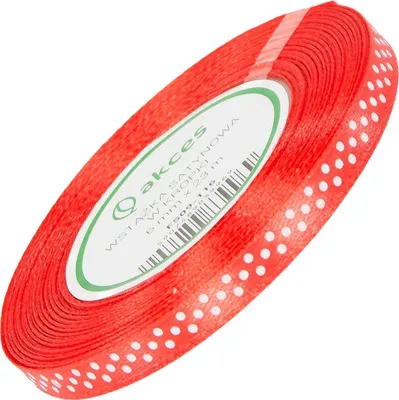 Zdjęcie produktu dla WSTĄŻKA SATYNOWA w kropki 6 mm - brzoskwinowa 116 - 23 m - dekoracyjna tasiemka