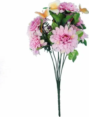 Immagine prodotto di Bouquet Di Margherite Viola Con Farfalle Decorative - Decorazione Floreale 40 Cm