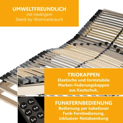 Produktbild von Lattenrost Flex 42 Motor, Kopfteil und Fußteil elektrisch verstellbar - Größe: 90 x 200 cm