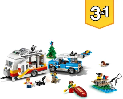 Produktbild von LEGO 31108 Creator 3-in-1 Campingurlaub Spielset mit Auto, Wohnmobil, Campingbus, Leuchtturm, Sommer-Bauspielzeug