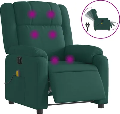 Produktbild von vidaXL Massagesessel Elektrisch Dunkelgrün Stoff