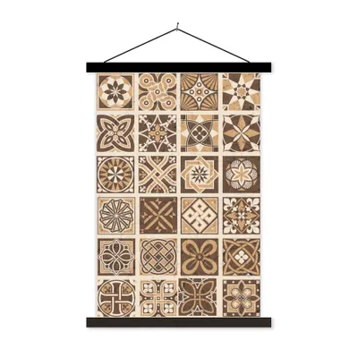 Produktbild von MuchoWow® Textilposter Design - Blumen - Braun - Natur - Vintage 120x180 cm mit schwarzem Rahmen - Fotos