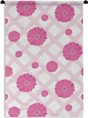 Produktbild von MuchoWow® Wandteppich Wandbehang Blumen - Muster - Pastell 90x135 cm Tapisserie Dekoration Wandtuch - Baumwolle - Wandskulptur