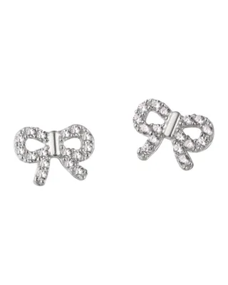 Produktbild von Schleifen Ohrringe Damen – 925 Sterling Silber 14K vergoldet – Zirkonia Ohrstecker in Gold, Silber oder Roségold – Femininer Schmuck