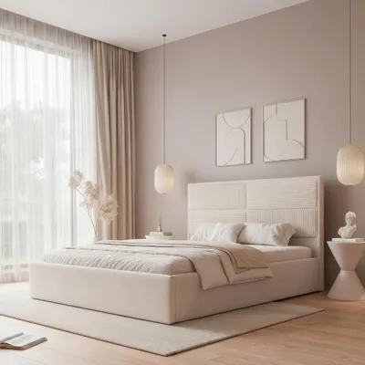 Produktbild von Polsterbett SANTE 120x200 Vanille Cord & Samt mit Bettkasten Lattenrost