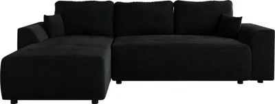 Produktbild von BroMARKT Ecksofa mit Schlaffunktion L-Form Romeo Schwarz