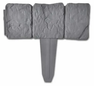 Gartenzaun, Beetumrandung aus Kunststoff, Beeteinfassung, 2 Stück (1 + 1) - Stonefency