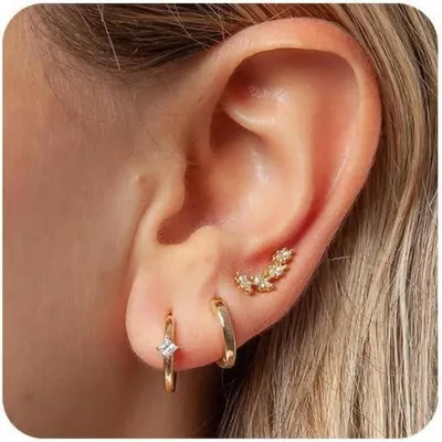 Immagine prodotto di Orecchini FUNEIA argento 925 placcato oro 14K orecchini a cerchio da donna set di zirconi ipoallergenici
