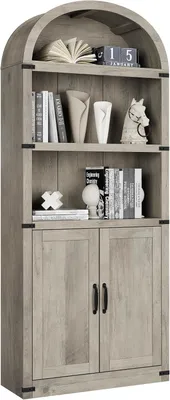Produktbild von Bücherregal Bogenform Standregal 76x30x182 cm Holzwerkstoff 2 Türen