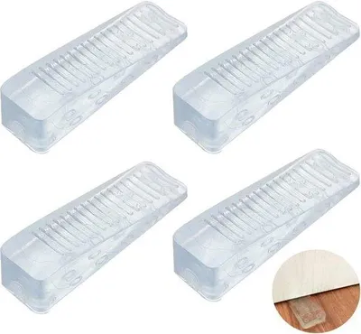 Obrázok produktu pre Sada 4 protisklzových podlahových zarážok na dvere, priehľadná