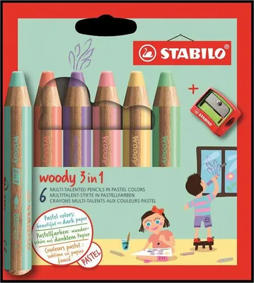 Produktbild von STABILO Multitalentstift woody 3 in 1 6er Etui Pastell