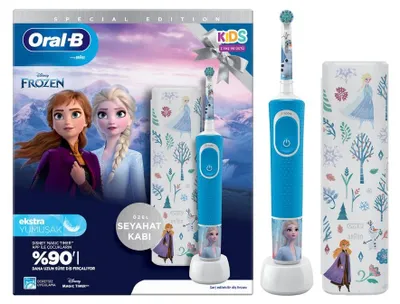 Produktbild von Oral-B Vitality Pro 103 Kids Frozen mit Reiseetui, Elektrische Zahnbürste (hellblau/weiß)