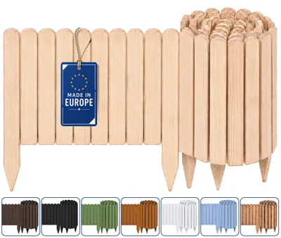 Produktbild von Woodygift Beeteinfassung Holz Rollzaun Gartenzaun Rasenkante Palisade Flexibler Rollborder für Beet und Rasen Natur 30x200 cm