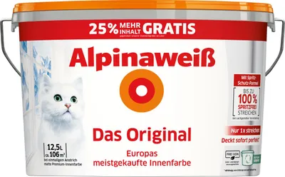 Produktbild von Alpinaweiß Wandfarbe 12,5 L mit 25 % gratis