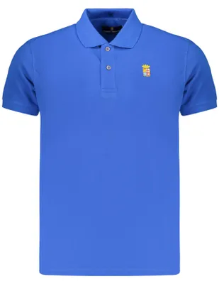 Produktbild von Herren Blaues Kurzarm-Poloshirt mit Stickerei und 2 Knöpfen
